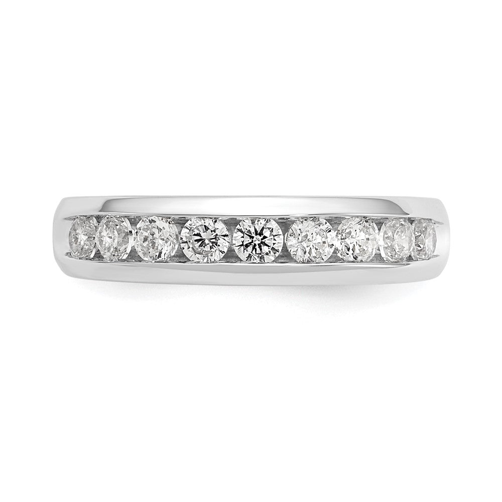 14K White Gold 9-Stone 5/8 carat Round Diamond Complete Channel Band