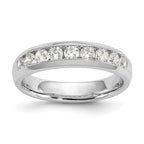 14K White Gold 9-Stone 5/8 carat Round Diamond Complete Channel Band