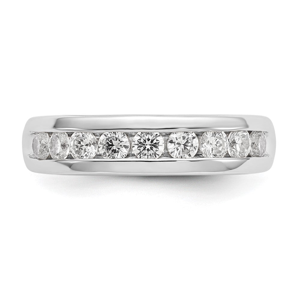 14K White Gold 9-Stone 3/4 carat Round Diamond Complete Channel Band