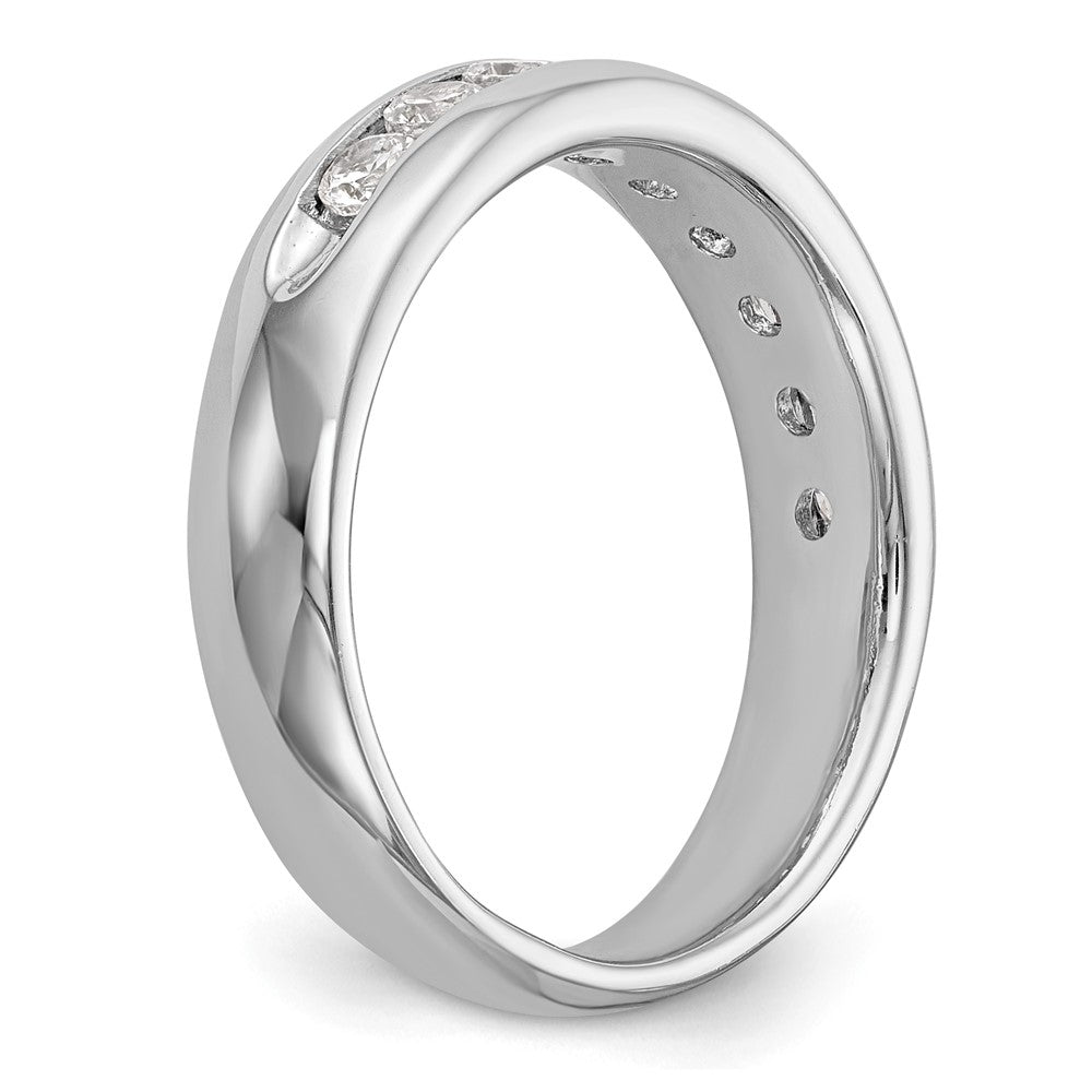 14K White Gold 9-Stone 3/4 carat Round Diamond Complete Channel Band