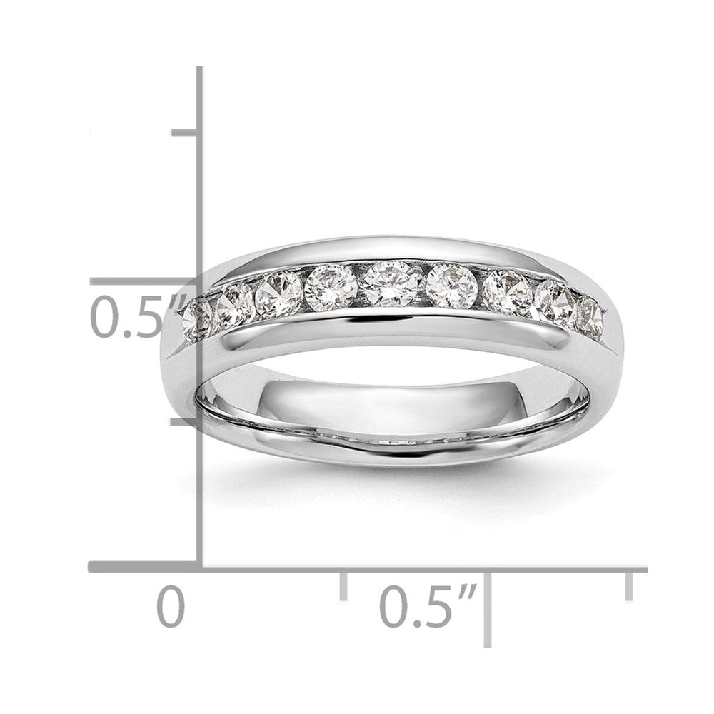 14K White Gold 9-Stone 3/4 carat Round Diamond Complete Channel Band