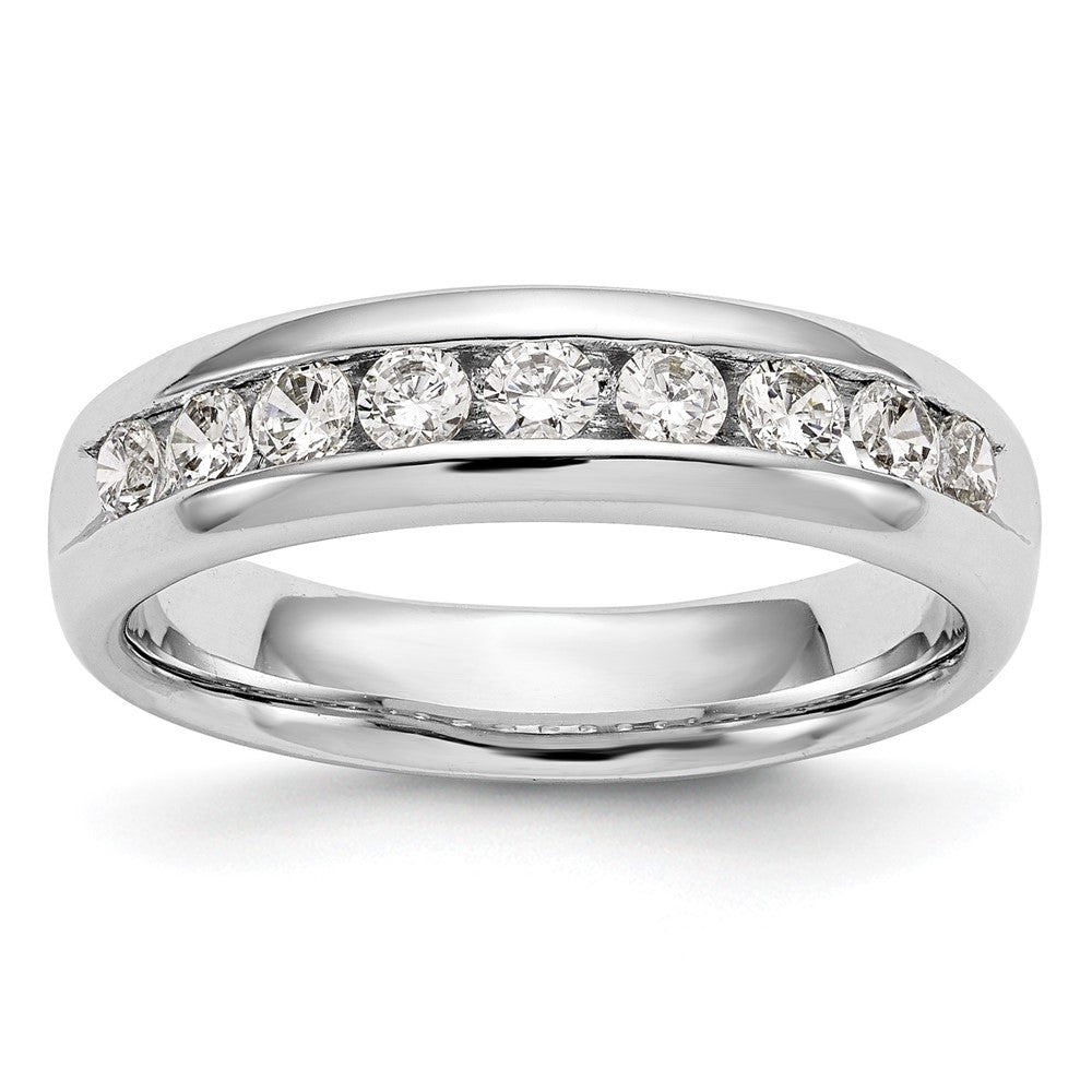 14K White Gold 9-Stone 3/4 carat Round Diamond Complete Channel Band