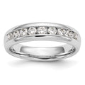 14K White Gold 9-Stone 3/4 carat Round Diamond Complete Channel Band