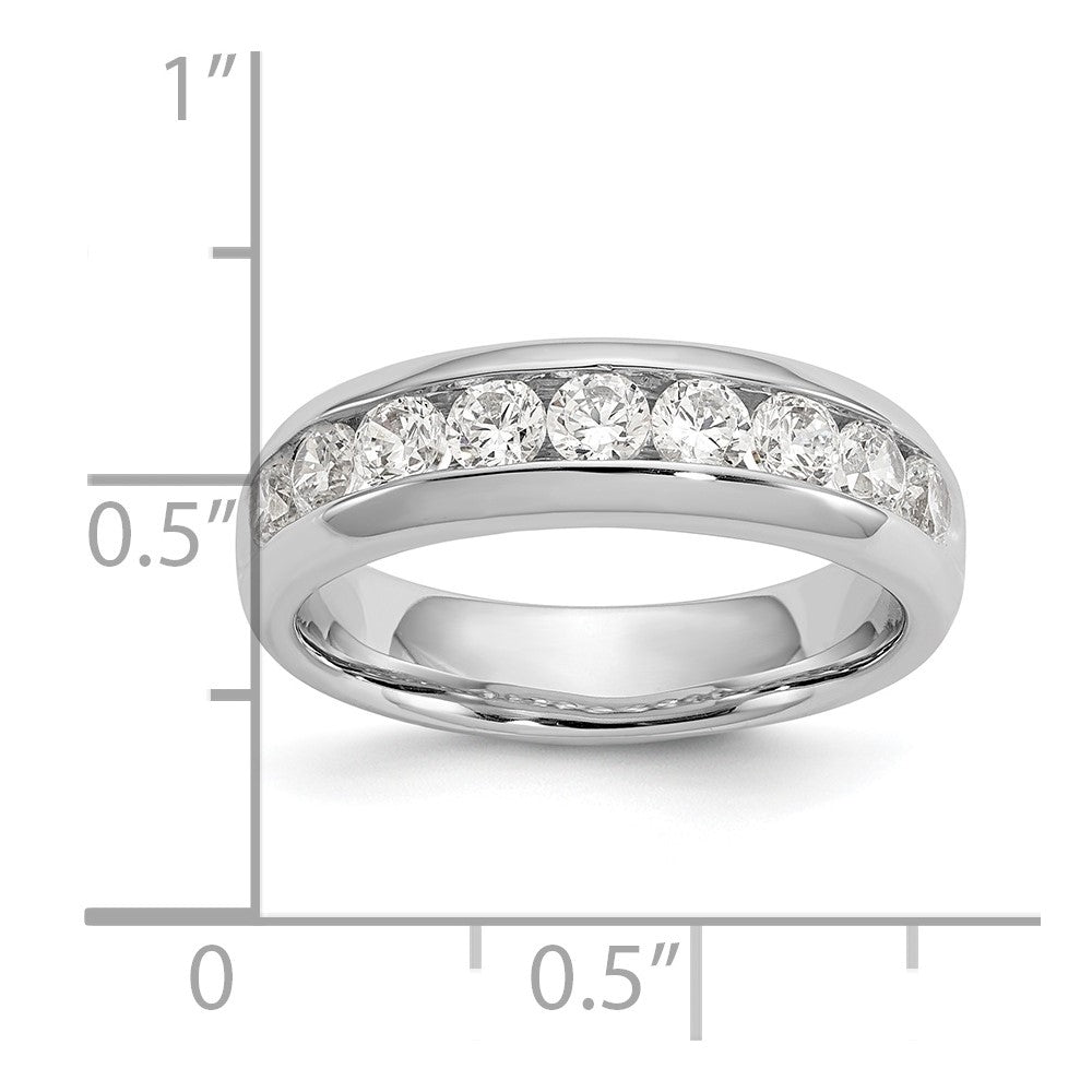 14K White Gold 9-Stone 1 carat Round Diamond Complete Channel Band