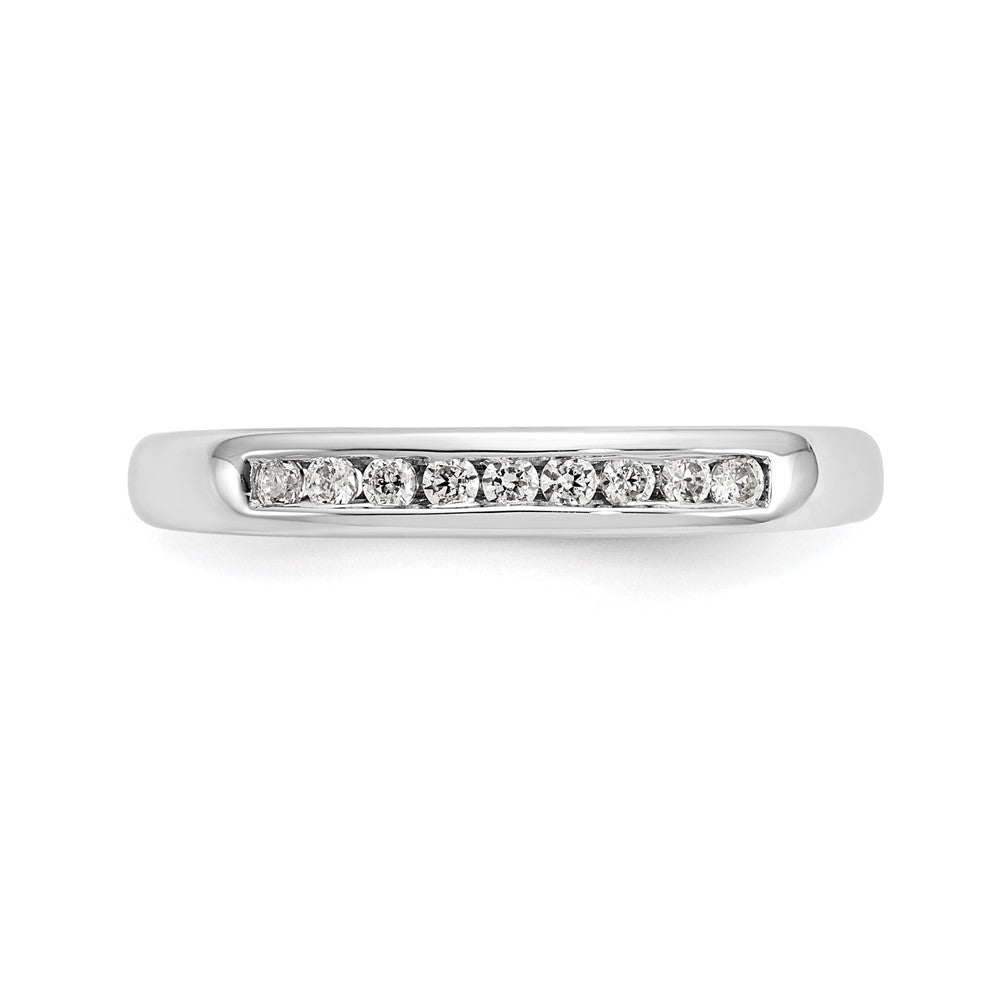 14K White Gold 9-Stone 1/8 carat Round Diamond Complete Channel Band