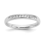 14K White Gold 9-Stone 1/8 carat Round Diamond Complete Channel Band