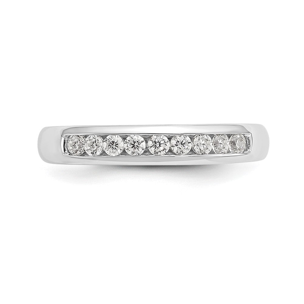 14K White Gold 9-Stone 1/4 carat Round Diamond Complete Channel Band