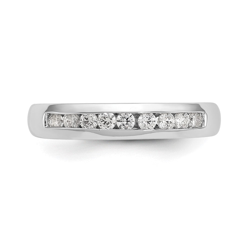14K White Gold 9-Stone 1/3 carat Round Diamond Complete Channel Band