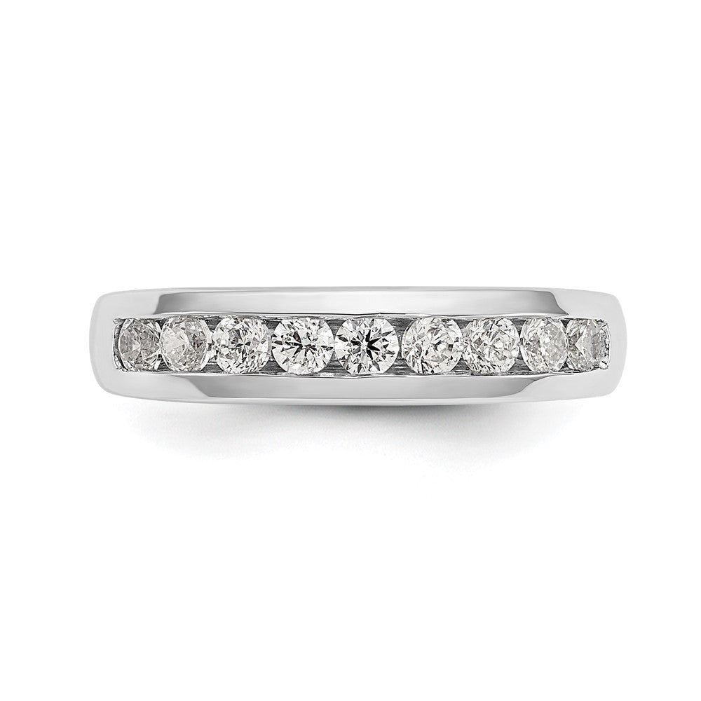 14K White Gold 9-Stone 1/2 carat Round Diamond Complete Channel Band