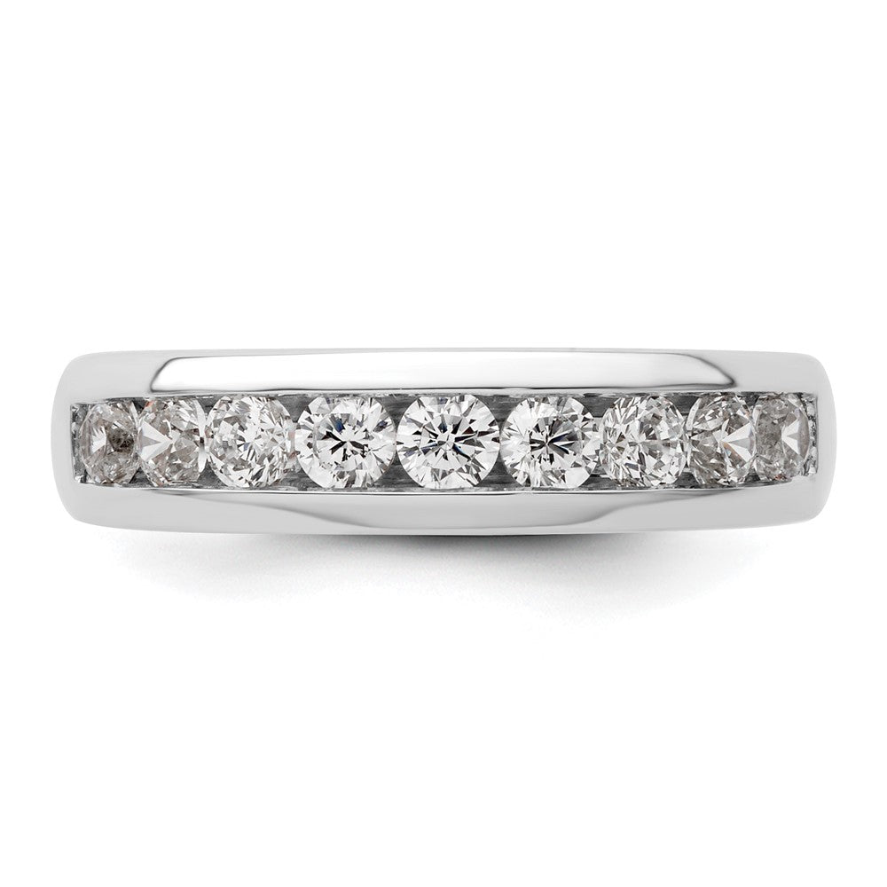 14K White Gold 9-Stone 3/4 carat Round Diamond Complete Channel Band