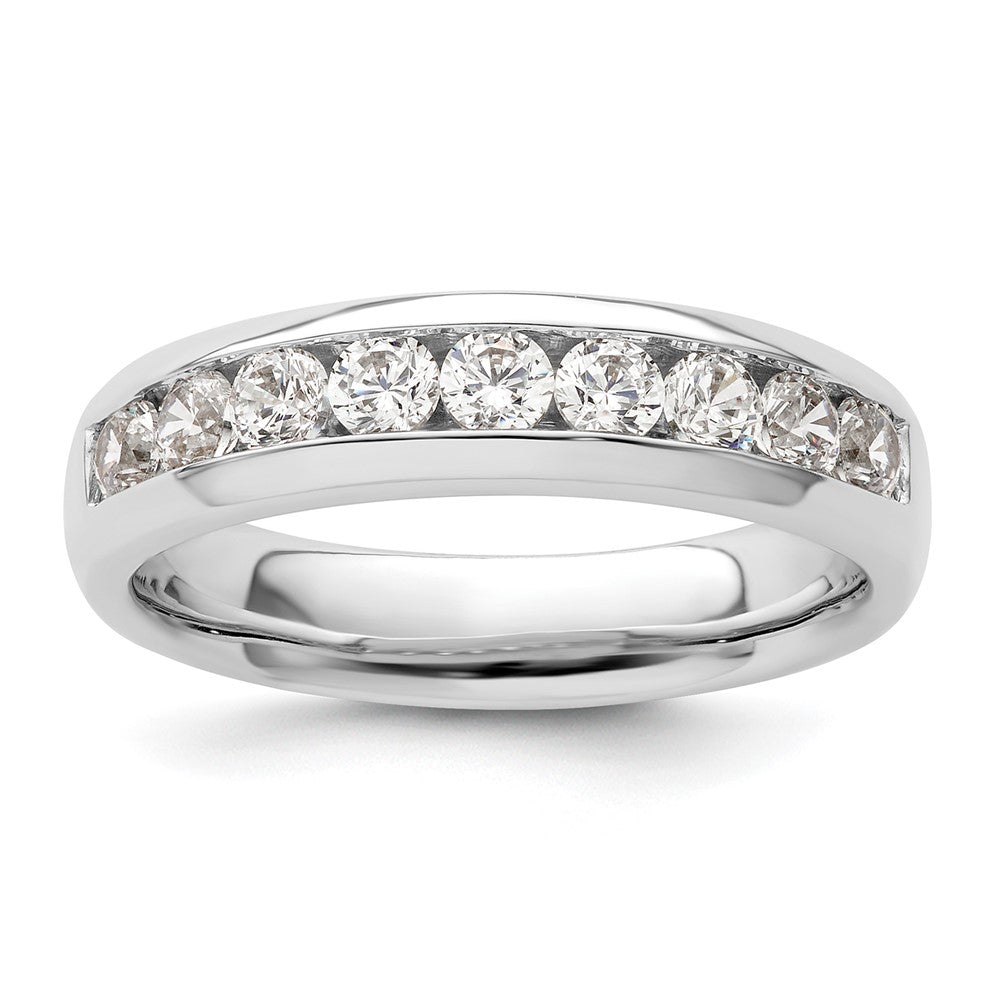 14K White Gold 9-Stone 3/4 carat Round Diamond Complete Channel Band