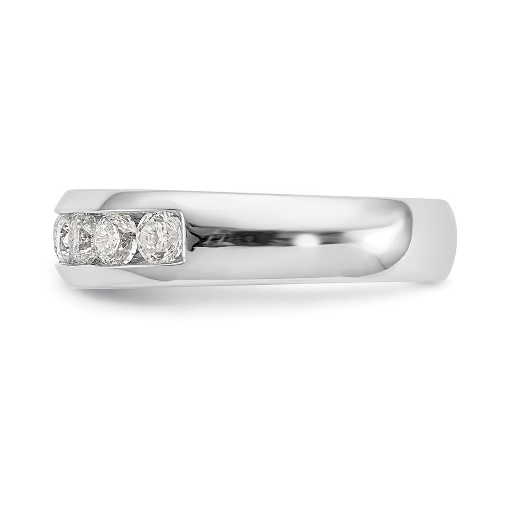 14K White Gold 9-Stone 7/8 carat Round Diamond Complete Channel Band