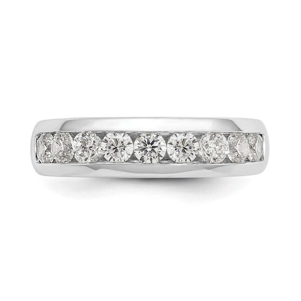 14K White Gold 9-Stone 7/8 carat Round Diamond Complete Channel Band