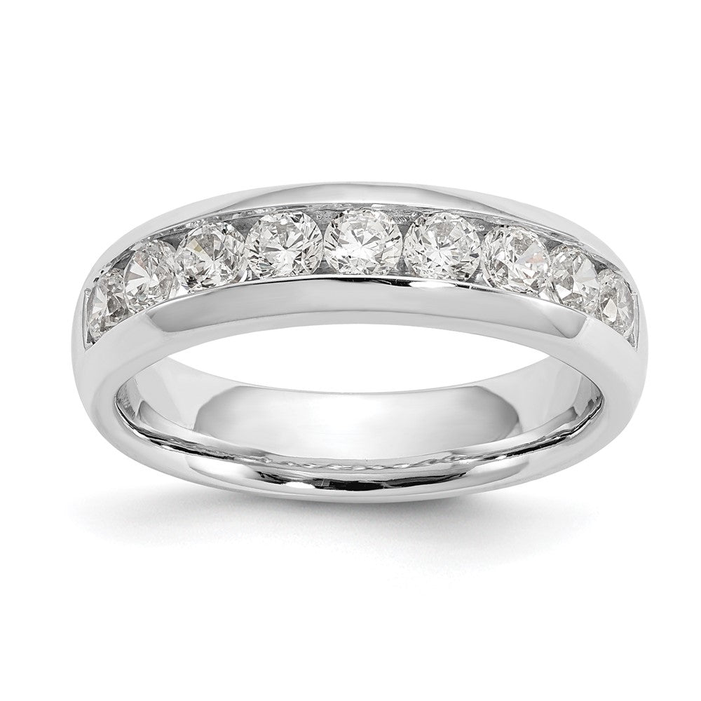 14K White Gold 9-Stone 7/8 carat Round Diamond Complete Channel Band