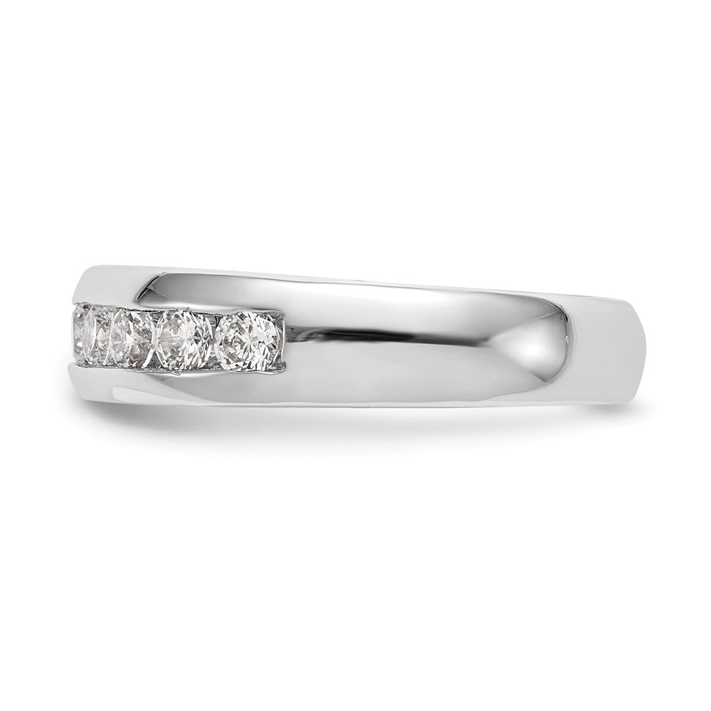 14K White Gold 9-Stone 1 carat Round Diamond Complete Channel Band