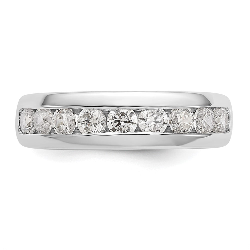 14K White Gold 9-Stone 1 carat Round Diamond Complete Channel Band