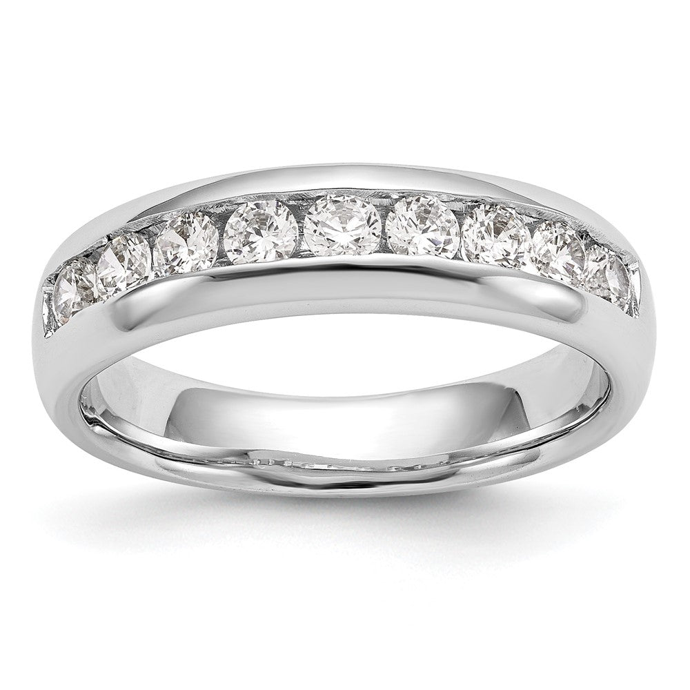 14K White Gold 9-Stone 1 carat Round Diamond Complete Channel Band
