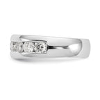 14K White Gold 9-Stone 1.38 carat Round Diamond Complete Channel Band