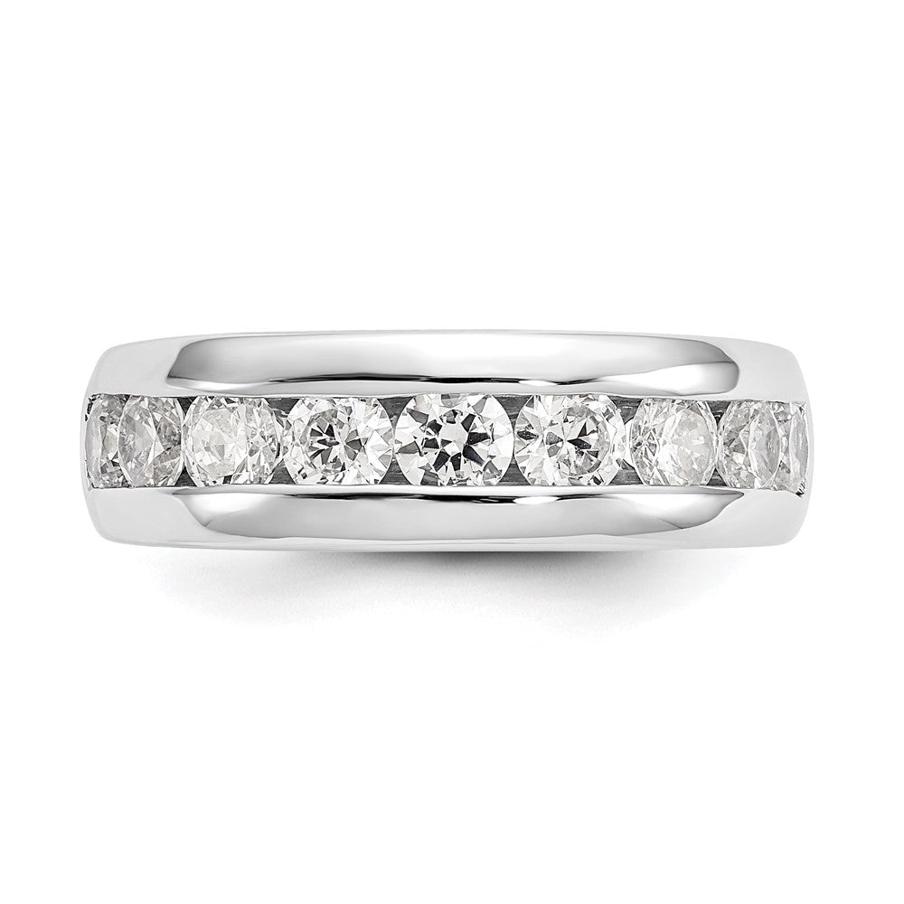 14K White Gold 9-Stone 1.38 carat Round Diamond Complete Channel Band