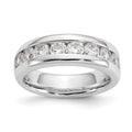 14K White Gold 9-Stone 1.38 carat Round Diamond Complete Channel Band