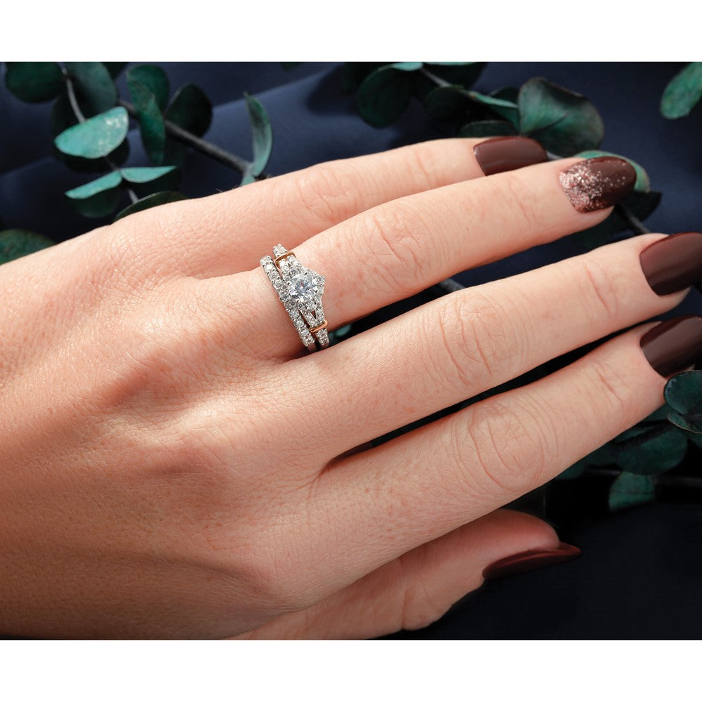 14K White Gold 11-Stone Shared Prong 1/3 carat Complete Round Diamond Band