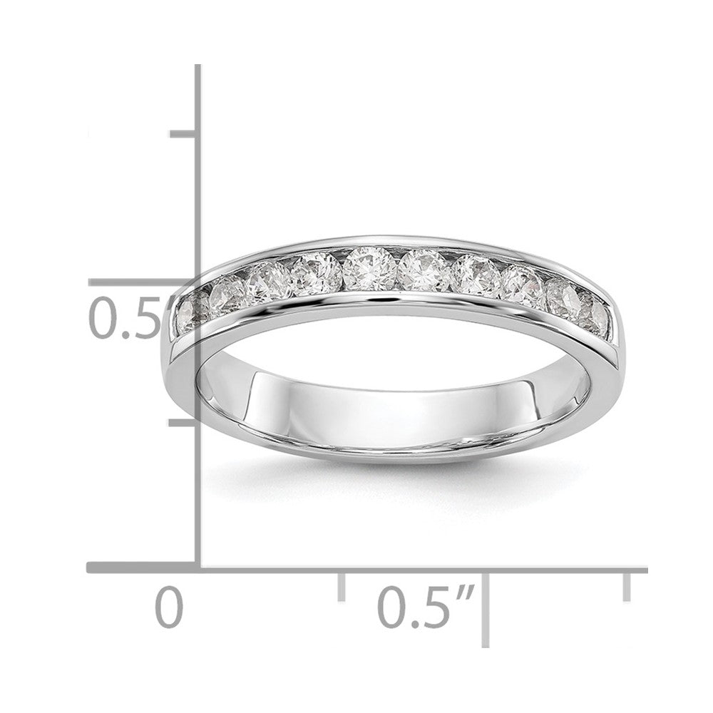 14K White Gold 10-Stone 1/2 carat Round Diamond Complete Channel Band