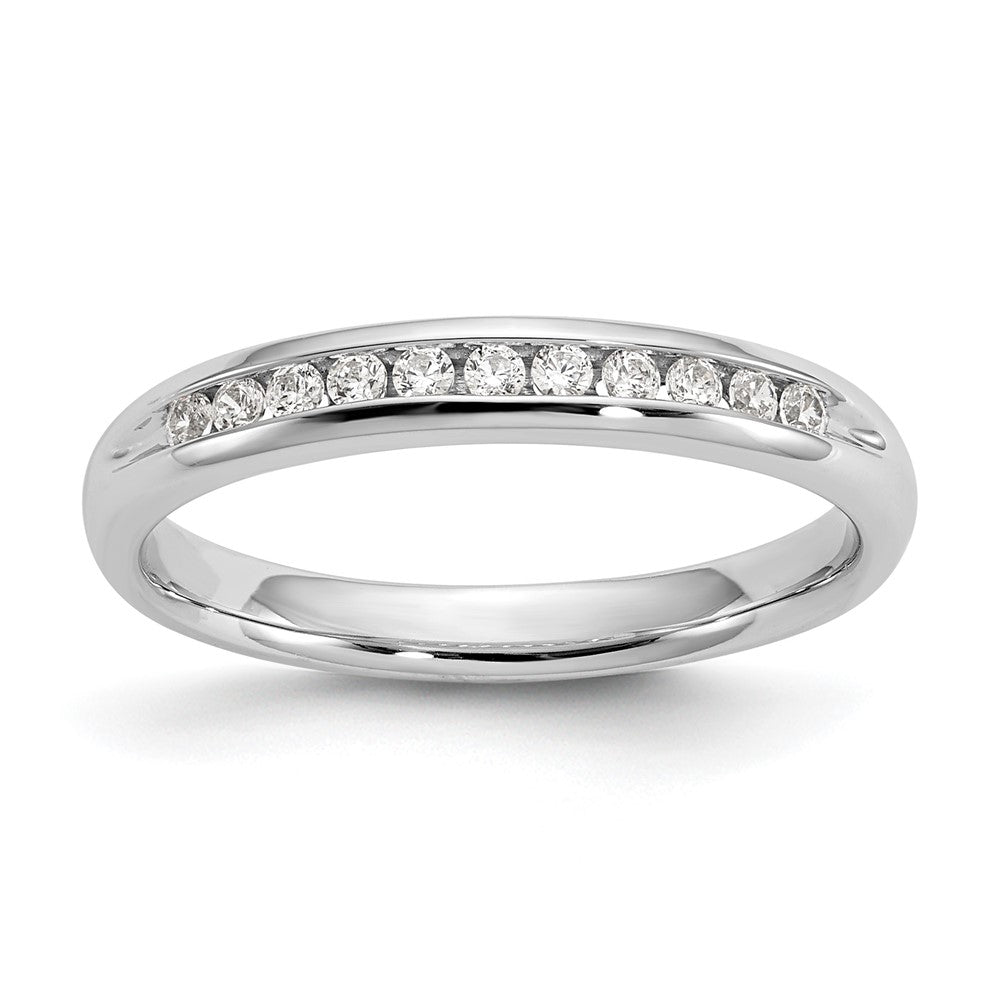 14K White Gold 11-Stone 1/6 carat Round Diamond Complete Channel Band