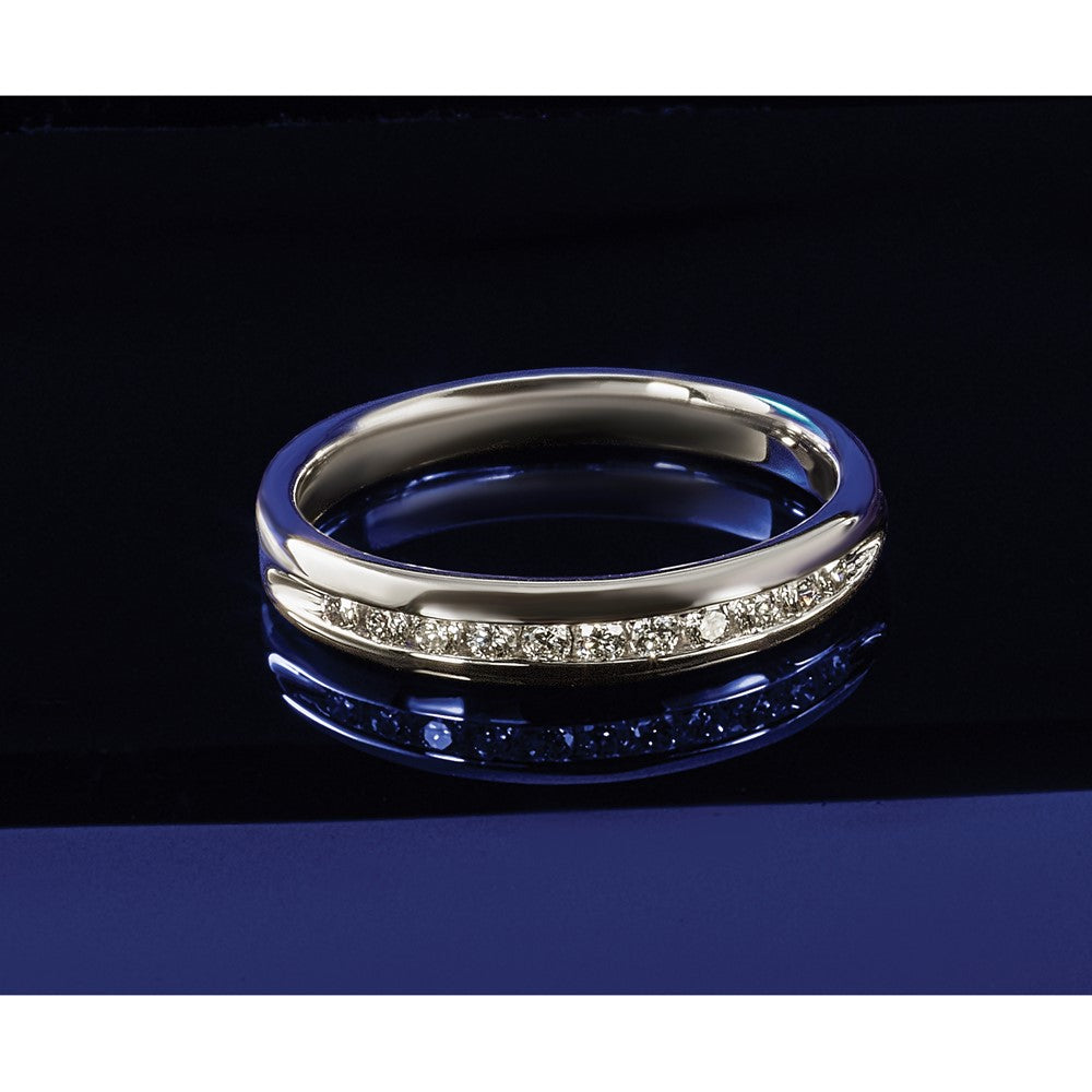 14K White Gold 11-Stone 1/4 carat Round Diamond Complete Channel Band