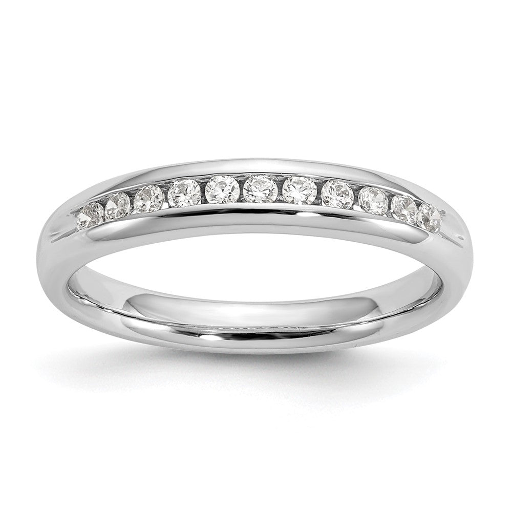 14K White Gold 11-Stone 1/5 carat Round Diamond Complete Channel Band