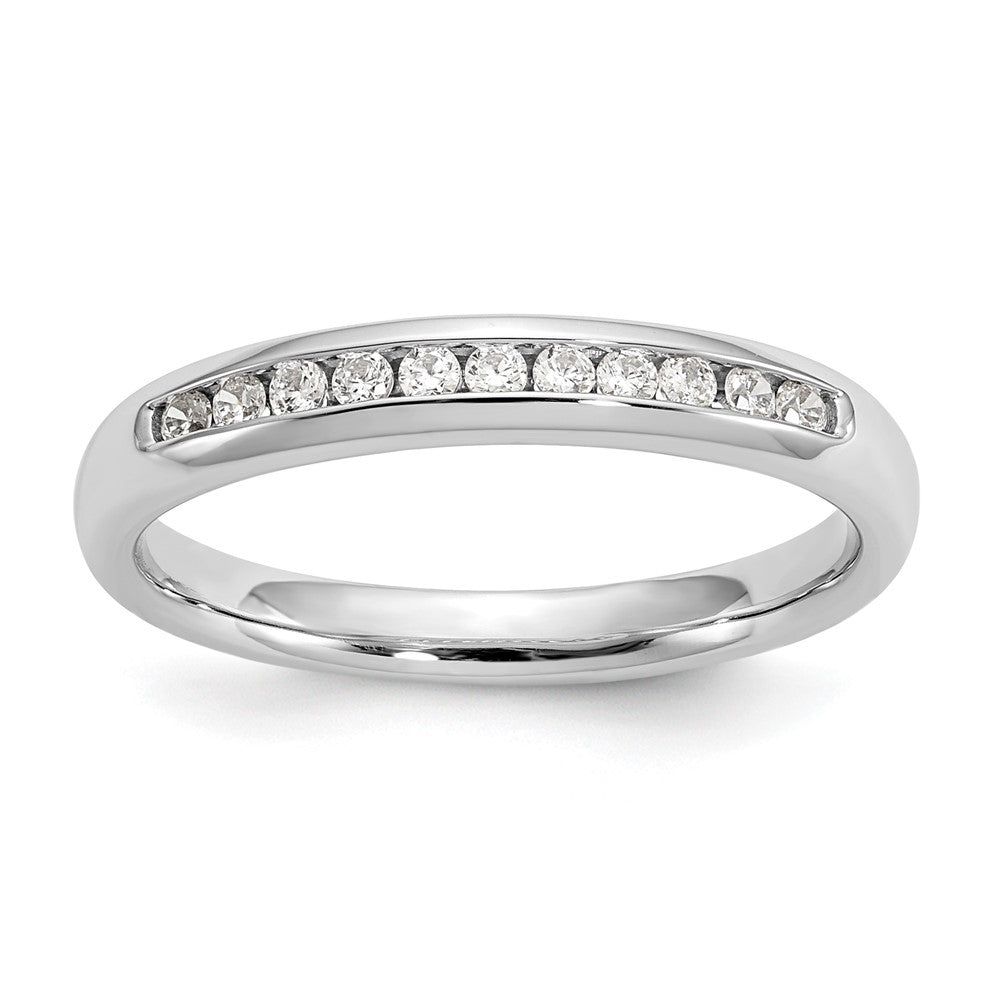 14K White Gold 11-Stone 1/6 carat Round Diamond Complete Channel Band