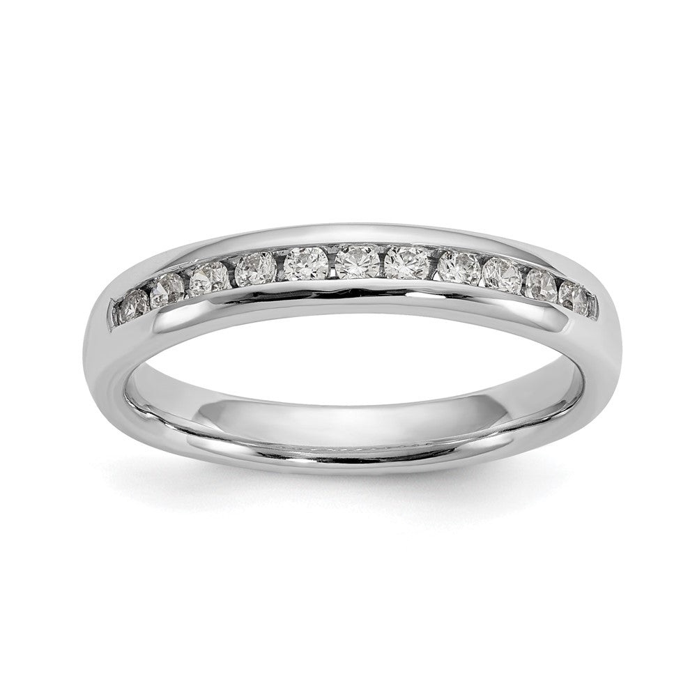 14K White Gold 11-Stone 1/4 carat Round Diamond Complete Channel Band