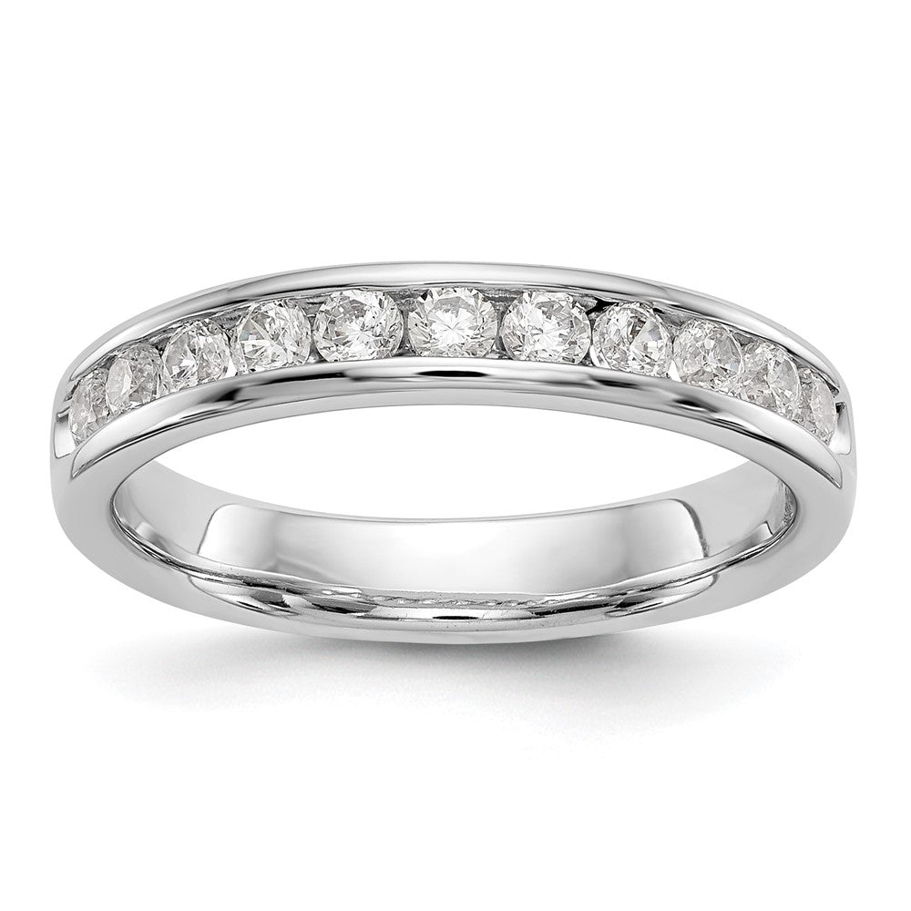 14k White Gold True Origin Lab Grown SI/VS Near Colorless 1/2 carat Round Diamond Men's Complete Channel Band