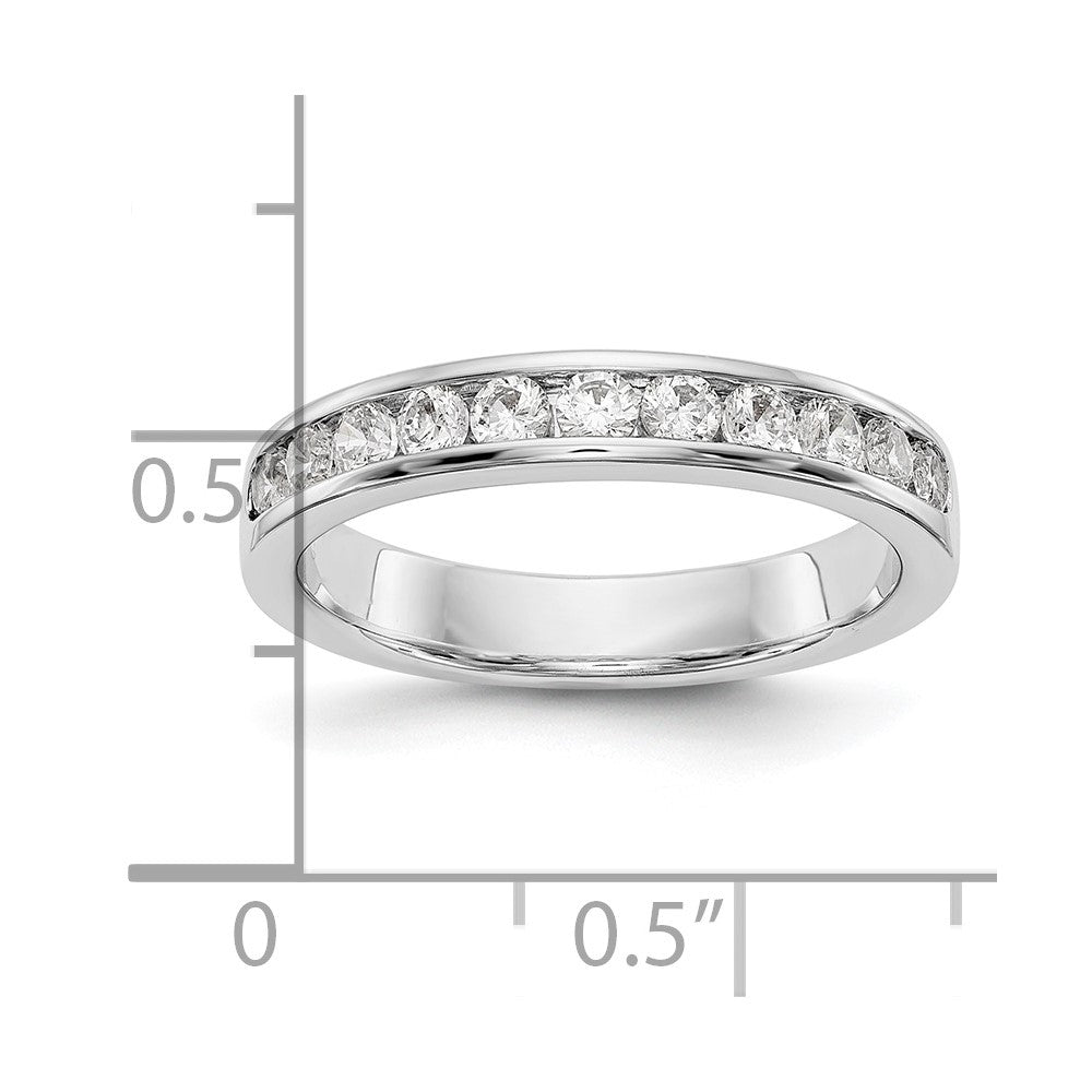 14K White Gold 11-Stone 1/2 carat Round Diamond Complete Channel Band
