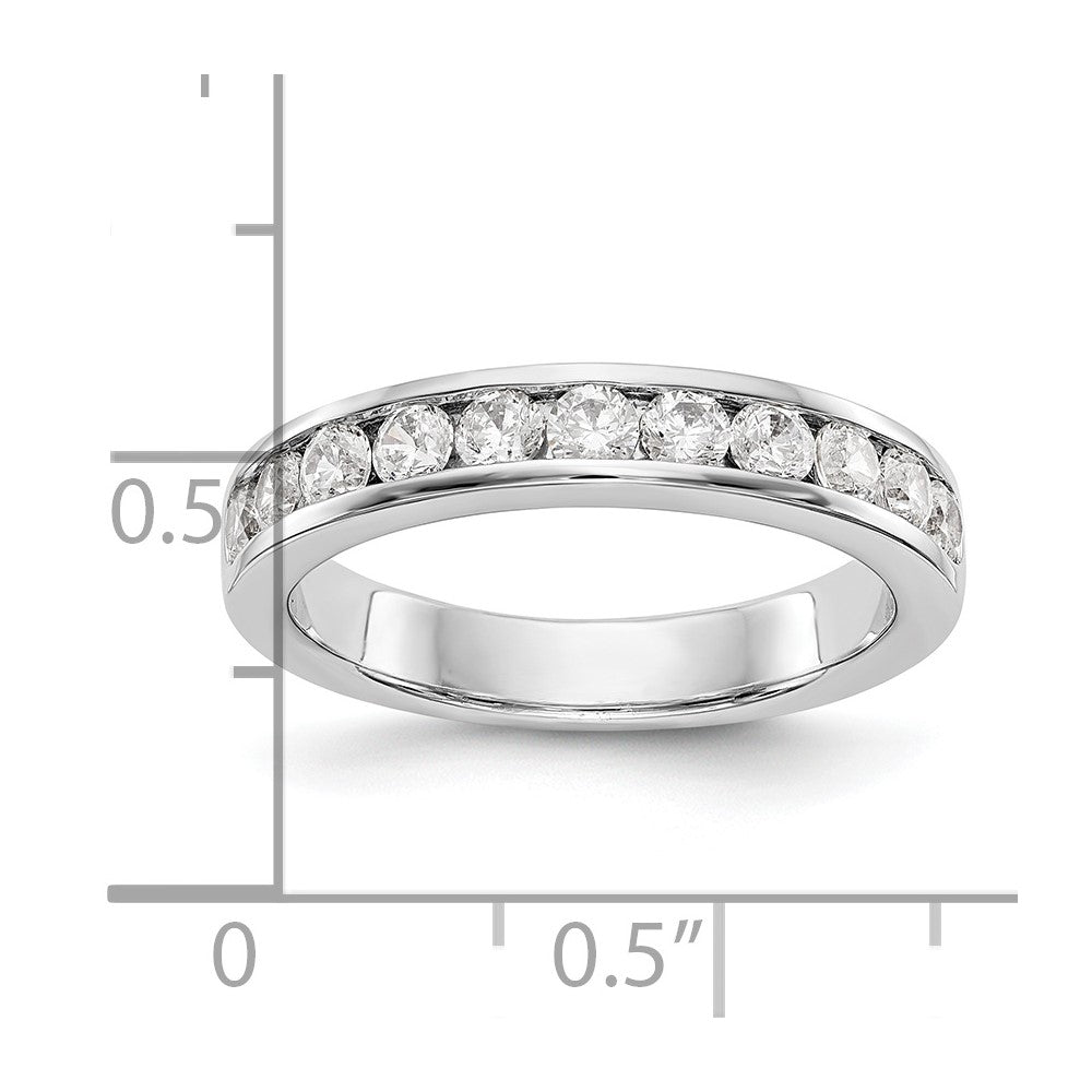 14K White Gold 11-Stone 3/4 carat Round Diamond Complete Channel Band
