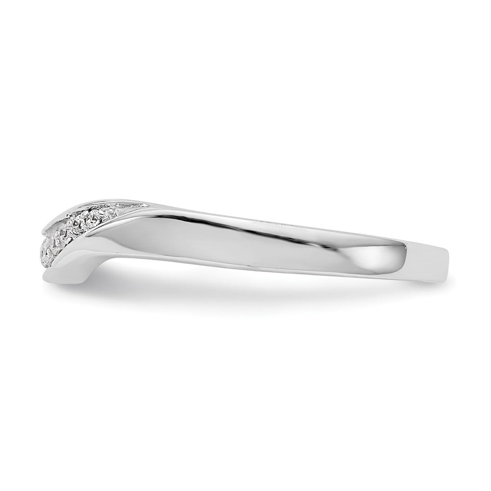 14k White Gold Pave 1/15 carat Diamond Contoured Complete Wedding Band