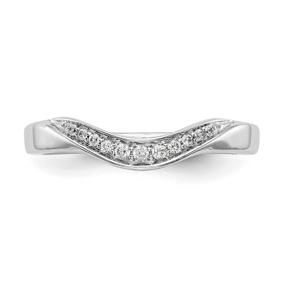 14k White Gold Pave 1/15 carat Diamond Contoured Complete Wedding Band