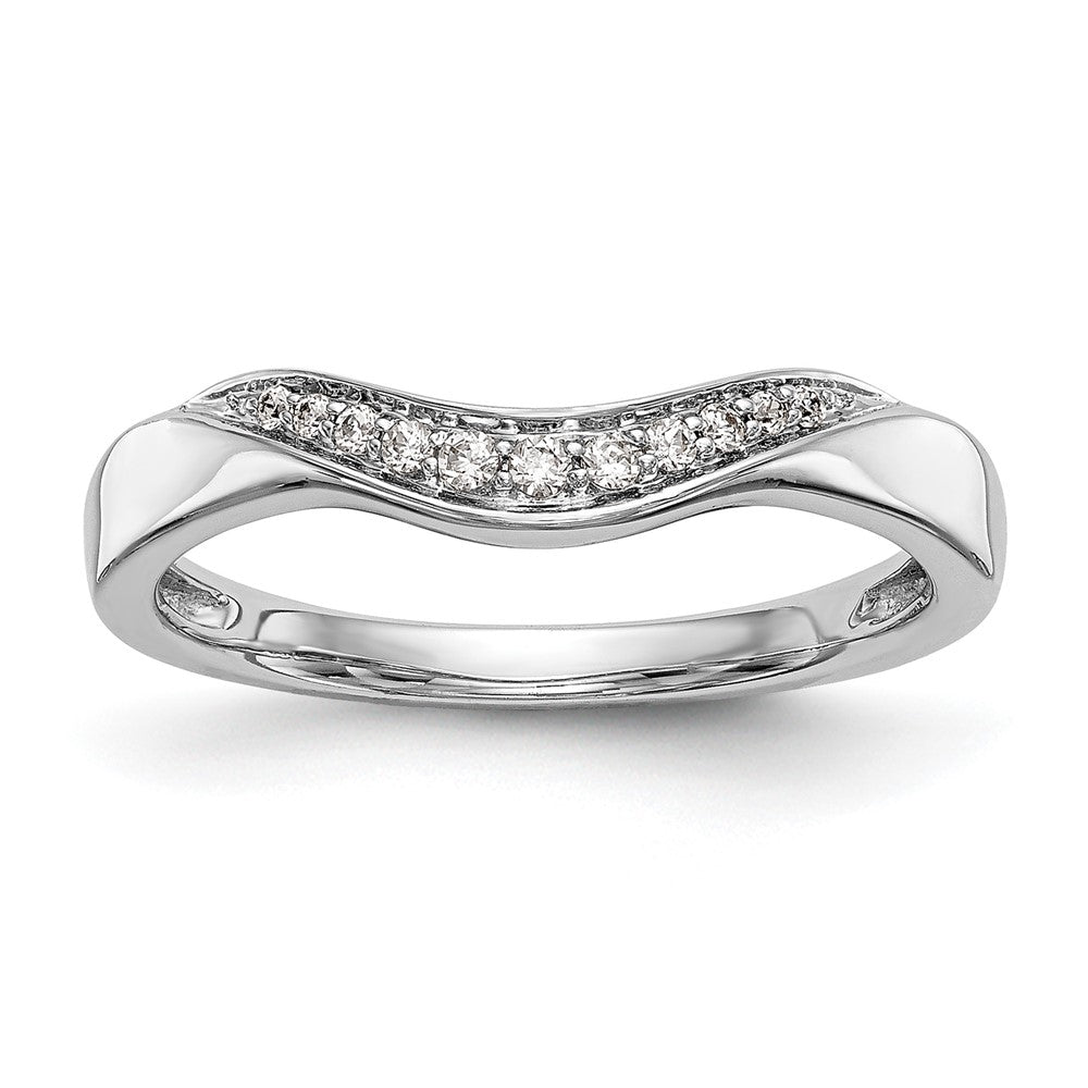 14k White Gold Pave 1/15 carat Diamond Contoured Complete Wedding Band