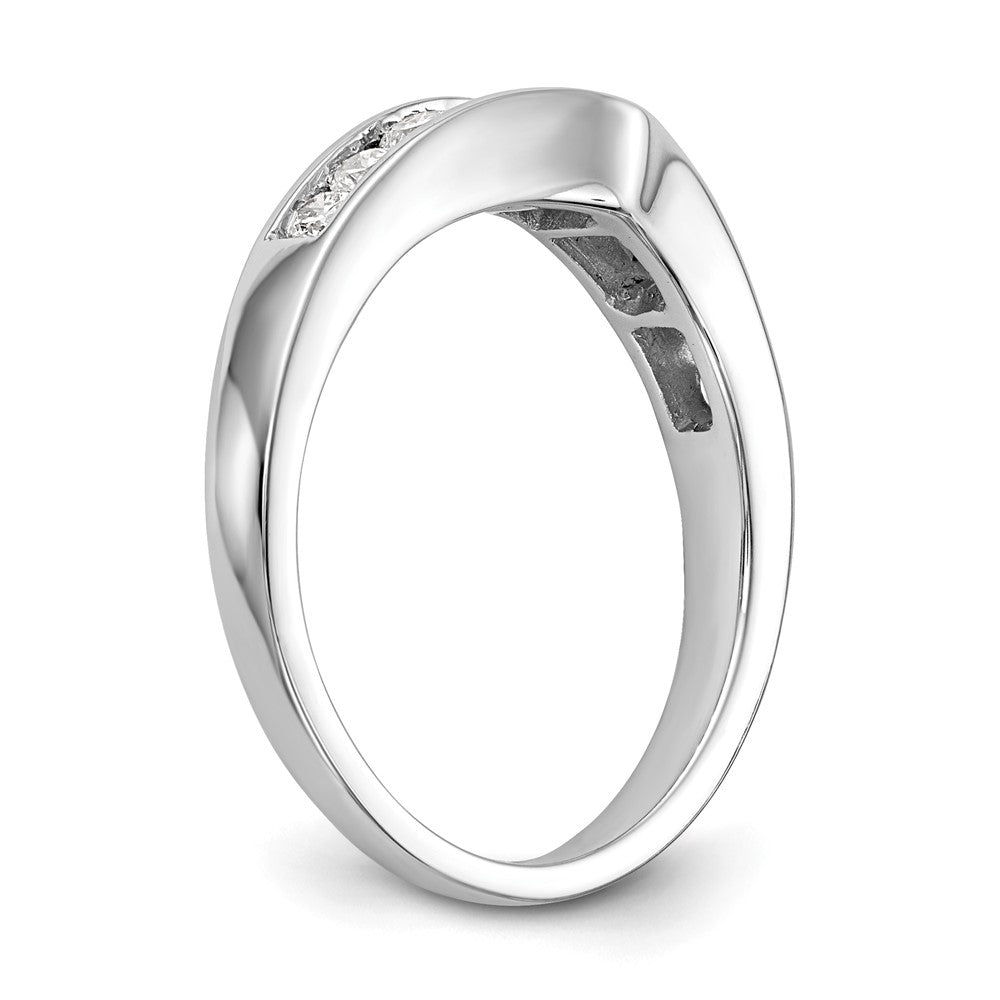14k White Gold Channel-set 1/2 carat Diamond Contoured Complete Wedding Band