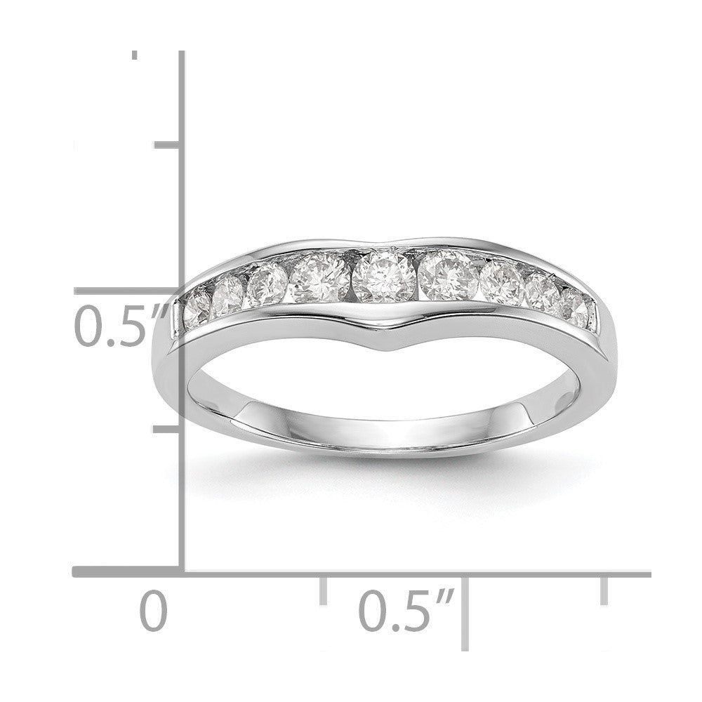14k White Gold Channel-set 1/2 carat Diamond Contoured Complete Wedding Band