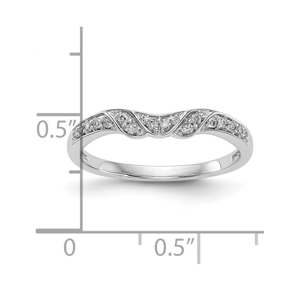 14K White Gold 1/10 carat Diamond Contoured Complete Wedding Band