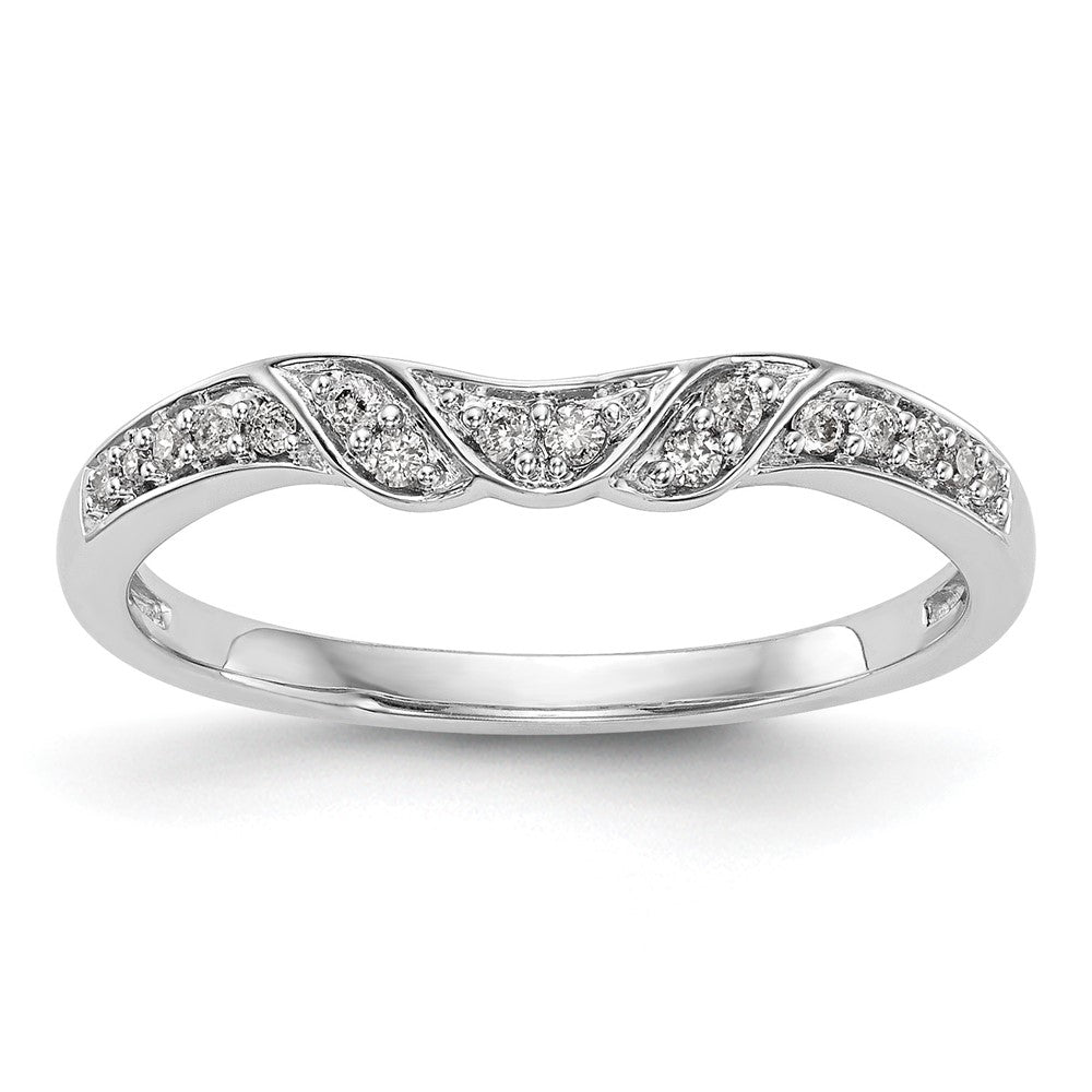 14K White Gold 1/10 carat Diamond Contoured Complete Wedding Band