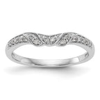 14K White Gold 1/10 carat Diamond Contoured Complete Wedding Band