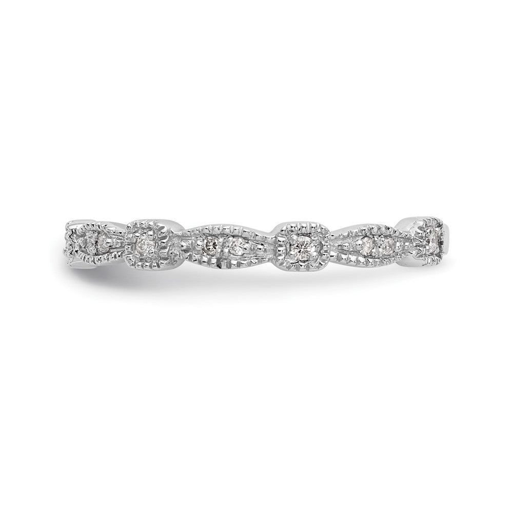 14K White Gold 1/10 carat Diamond Complete Wedding Band