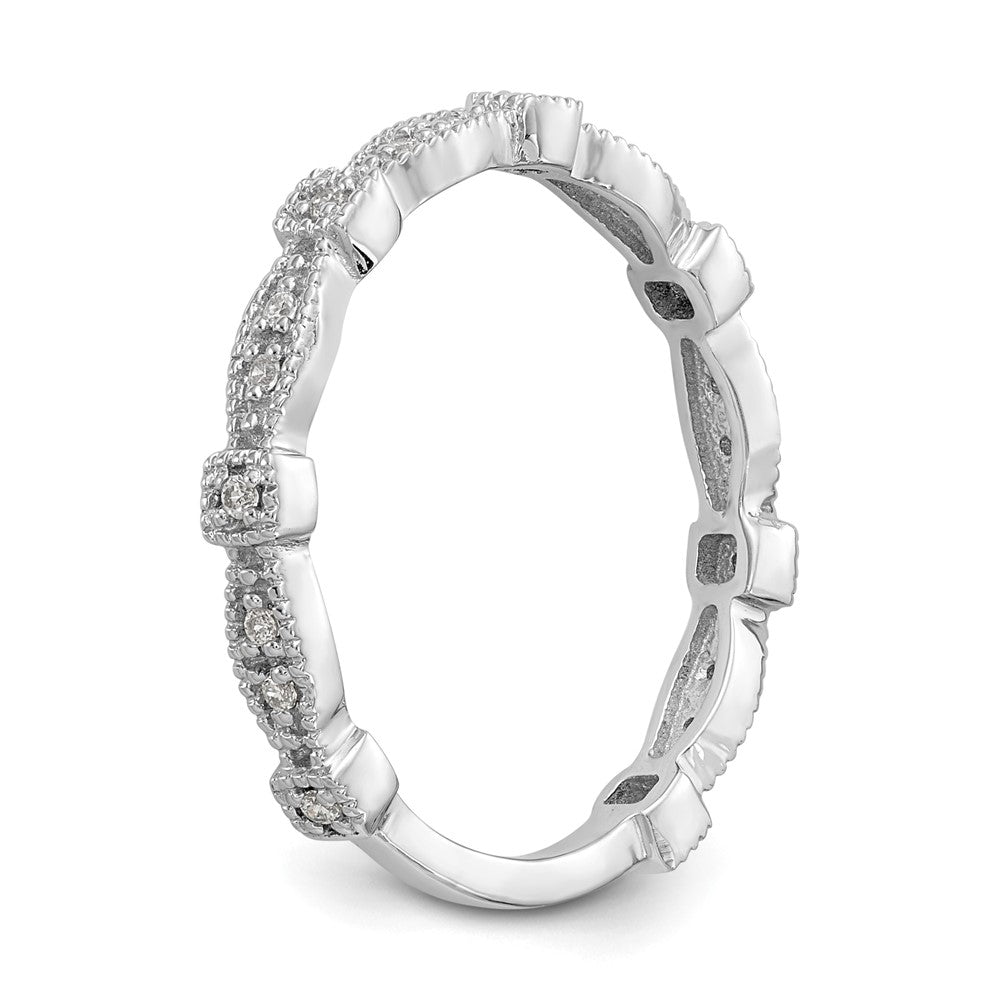 14K White Gold 1/10 carat Diamond Complete Wedding Band