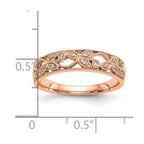 14K Rose Gold Leaf Design 1/20 carat Diamond Complete Wedding Band