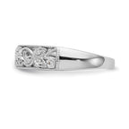 14K White Gold Leaf Design 1/20 carat Diamond Complete Wedding Band