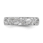 14K White Gold Leaf Design 1/20 carat Diamond Complete Wedding Band