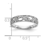 14K White Gold Leaf Design 1/20 carat Diamond Complete Wedding Band
