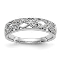 14K White Gold Leaf Design 1/20 carat Diamond Complete Wedding Band