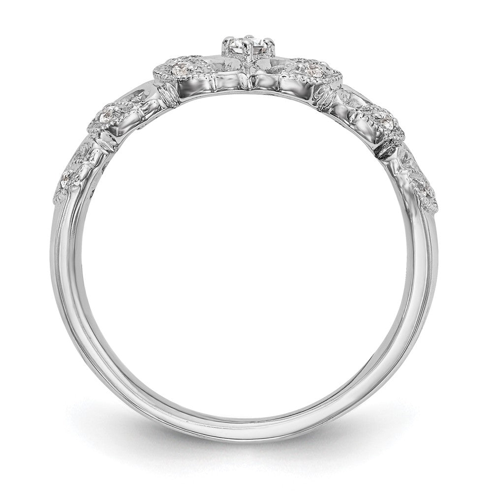 14K White Gold Leaf Design 1/10 carat Complete Diamond Band
